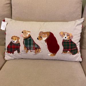 Christmas pillow festive dogs